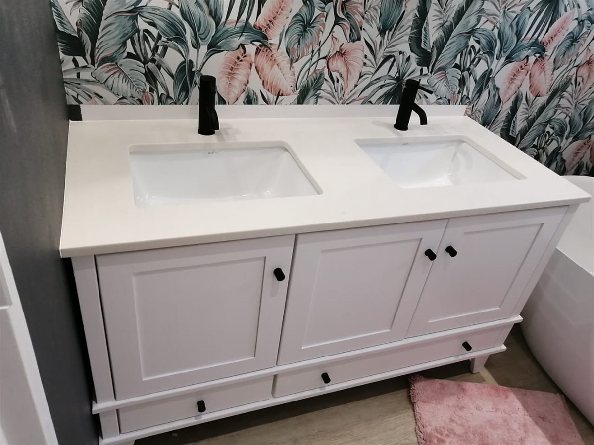View bathroom vanity projects in the gallery Finished white double bathroom vanity